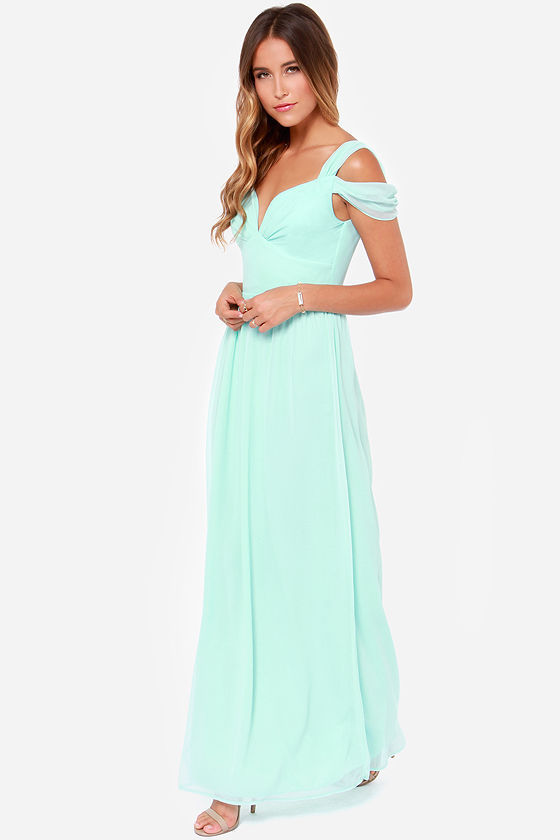 Phyllis - Sommerliches schulterfreies Maxikleid Damen Hellgrun