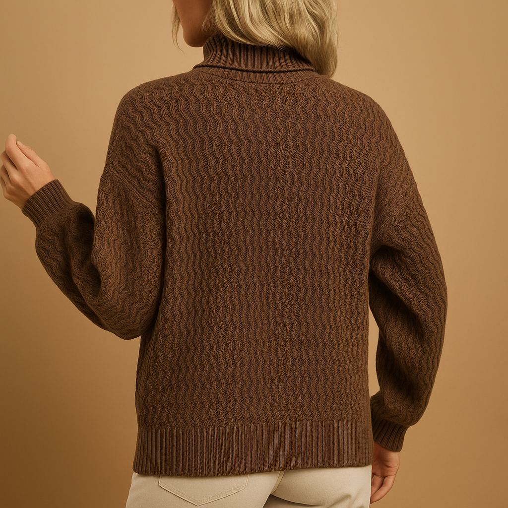 Pia - Stilvoller gestrickter Rollkragenpullover für Damen Kaffee