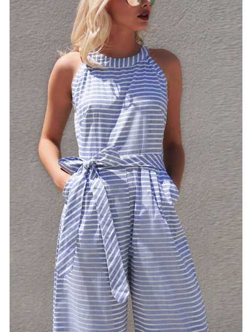Pierina- Gestreepte dames jumpsuit Blau 1