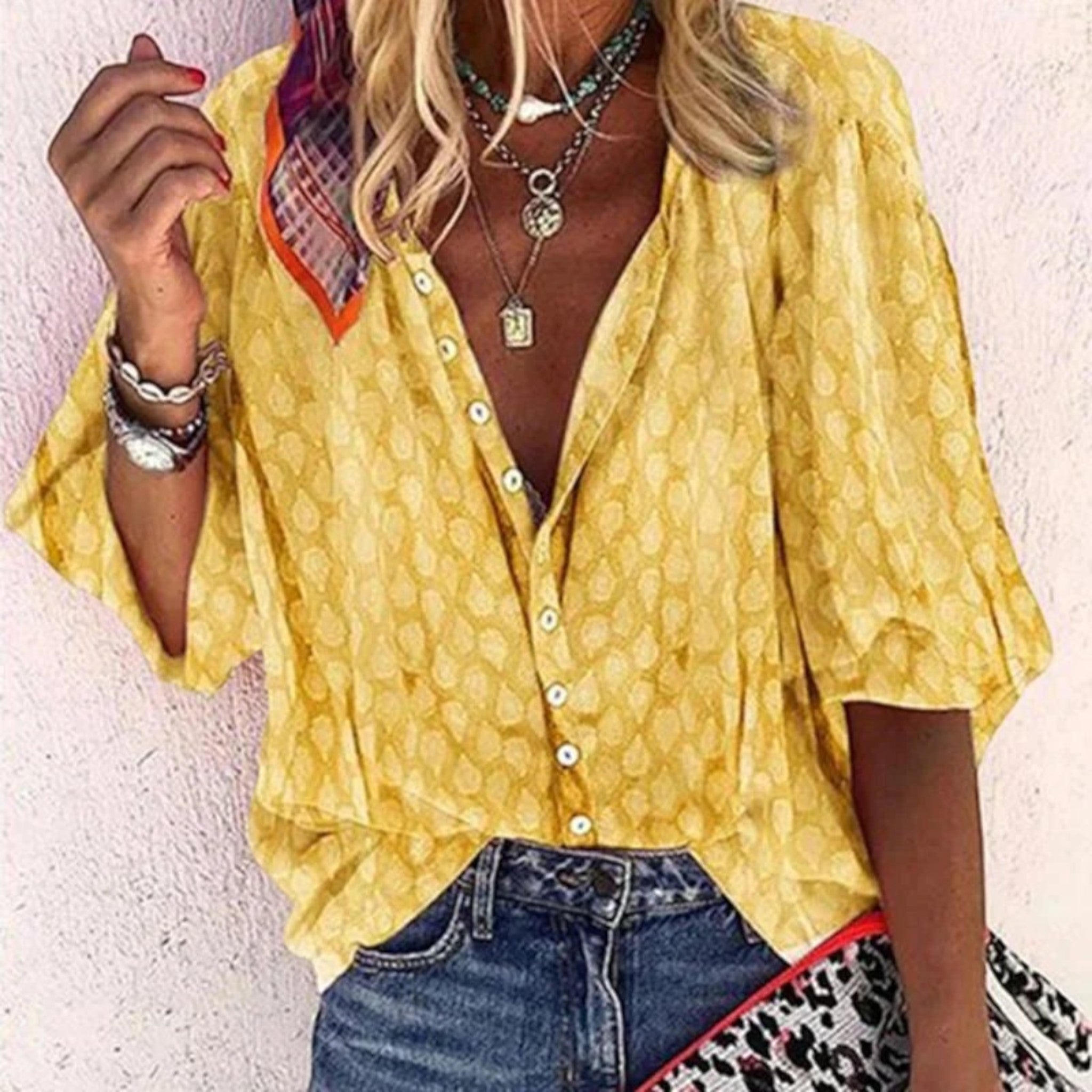 Pilar - Comfortable V-Neck Blouse for Women Gelb