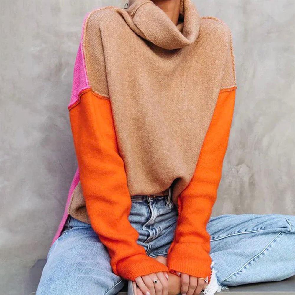 Prisca - Atemberaubender Farbblock Pullover Beige