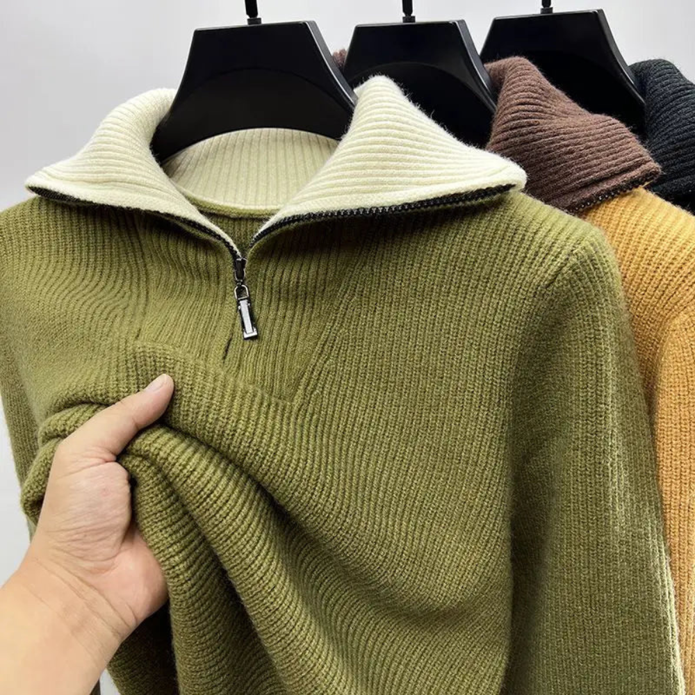 Axel – Herren Stehkragenpullover mit Reißverschluss – Sportlich & Modern