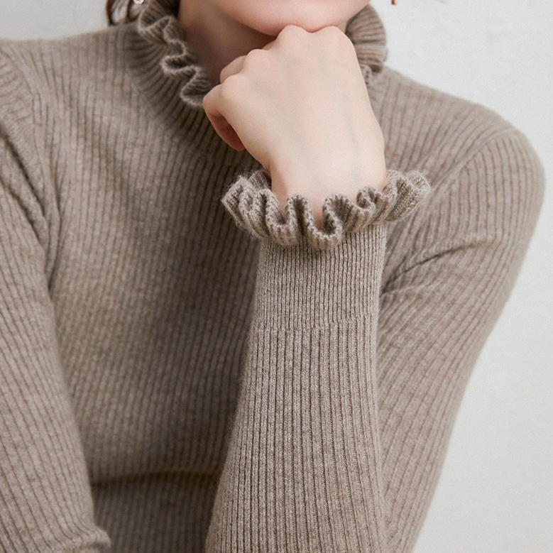 Quana - Kaschmir Rollkragenpullover für Damen Braun