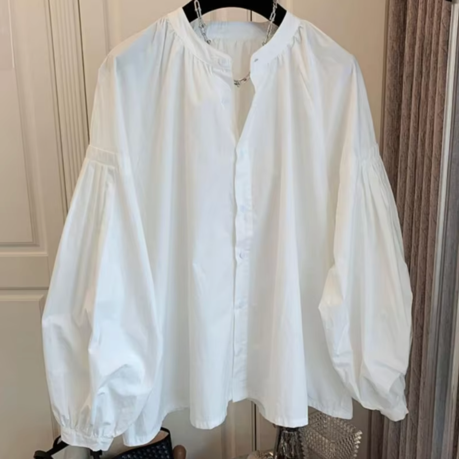 Quarisa – Übergroße Vintage-Bluse mit Puffärmeln WeiB 2