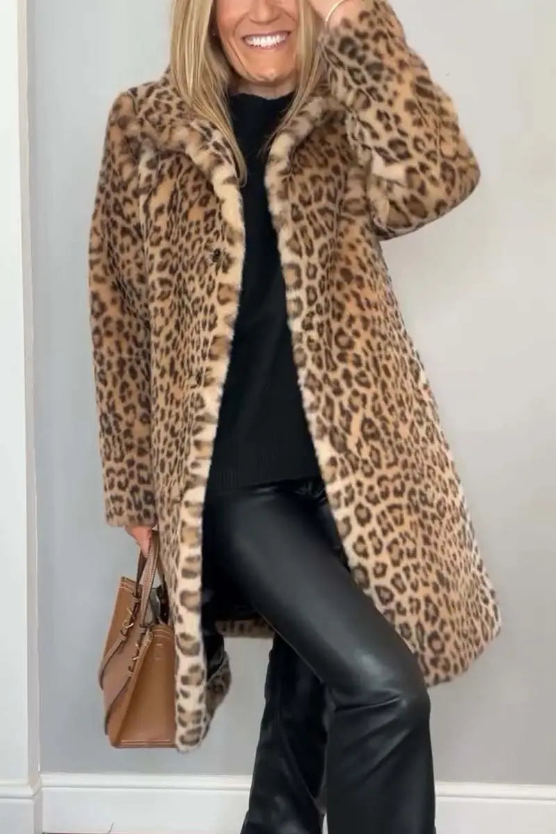 Quena - Warme Damen Kunstfell Jacke für Winter Tier lang