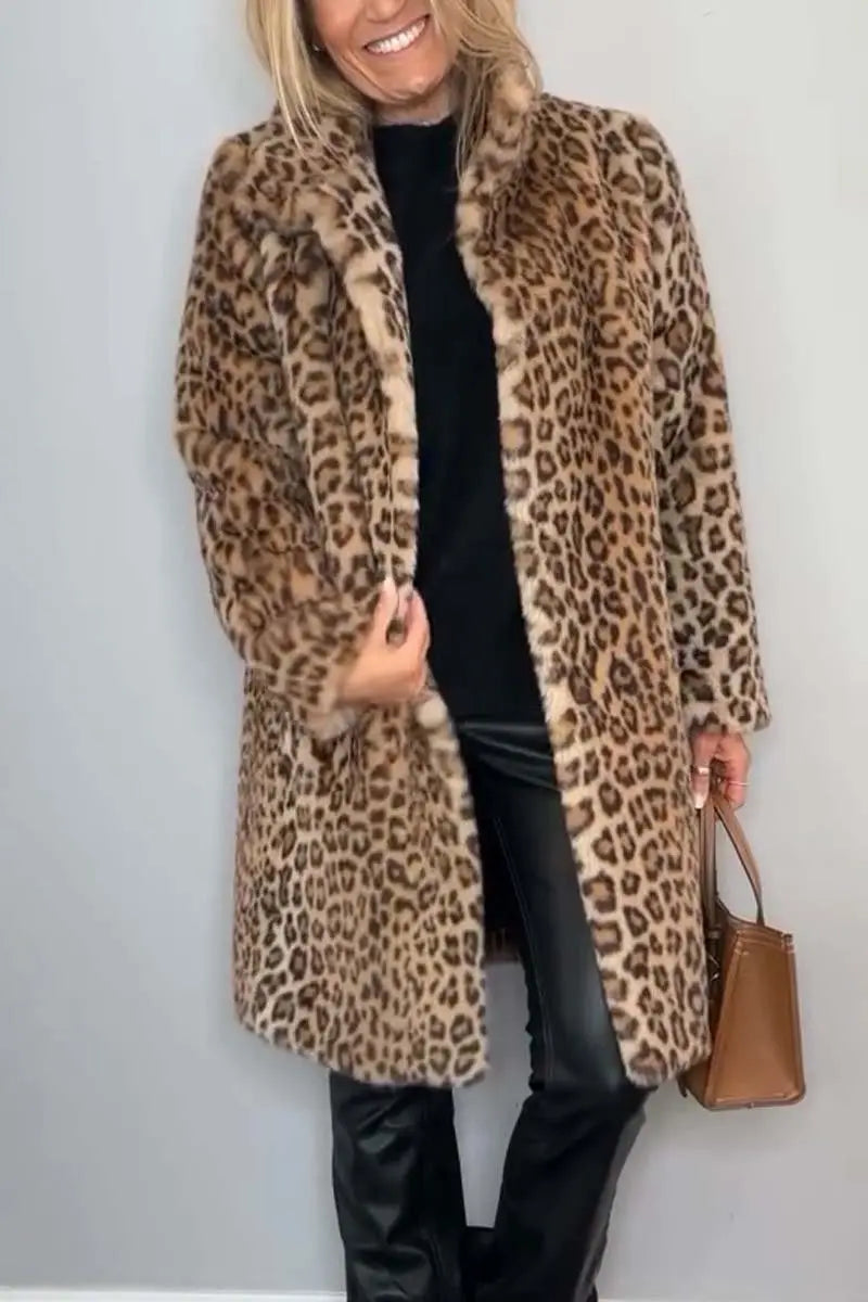 Quena - Warme Damen Kunstfell Jacke für Winter Tier lang