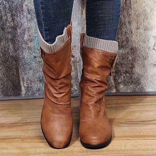Queniva - Ortho Zipper Damen Winterstiefel Braun