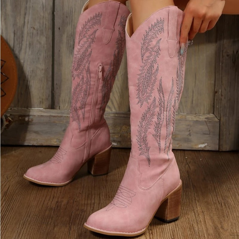 Quiana - Cowboystiefel mit Lederriemen Rosa 2