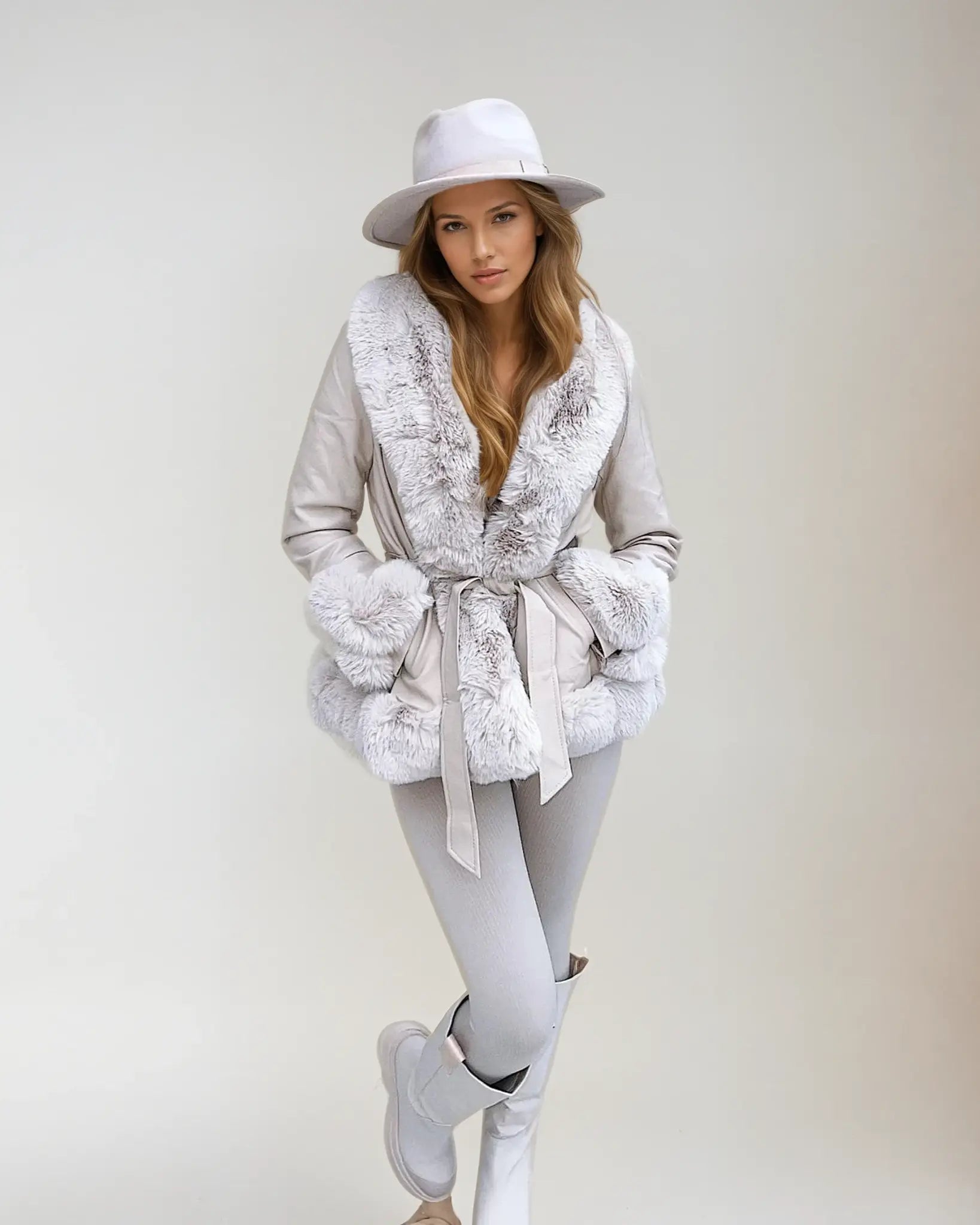 Quirille - Luxuriöse Damen Kunstfell Jacke Creme