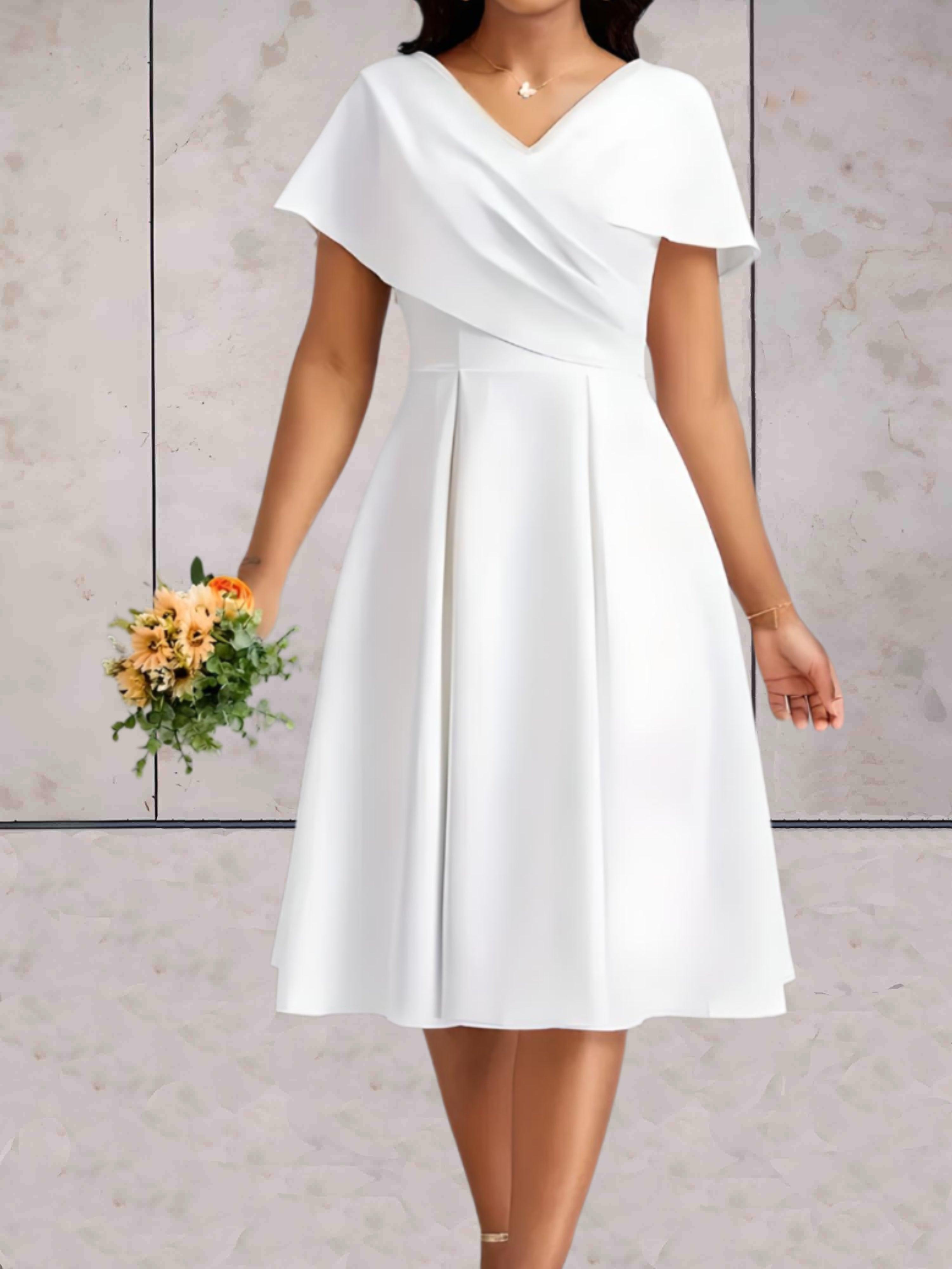 Quirina - Minimalistisches Mini-Brautkleid WeiB
