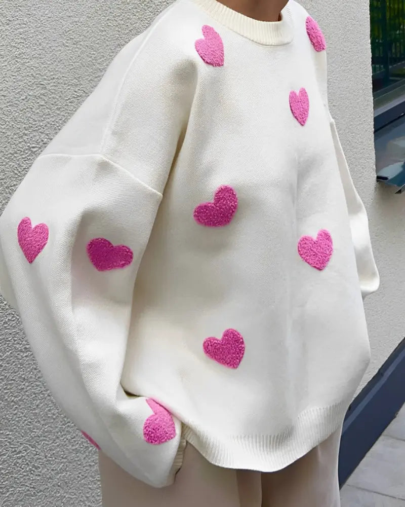 Quirita - Warmer Damen Pullover für Herbst & Winter Weiß - Rosa