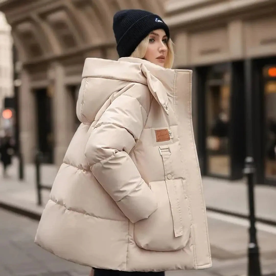 Rafaela - Damen Winter Pufferjacke Warm Gesteppt Beige
