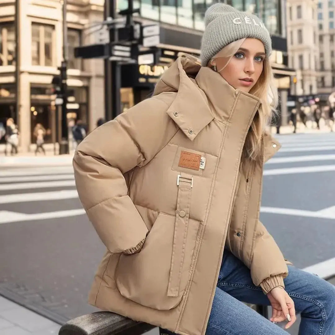 Rafaela - Damen Winter Pufferjacke Warm Gesteppt Khaki