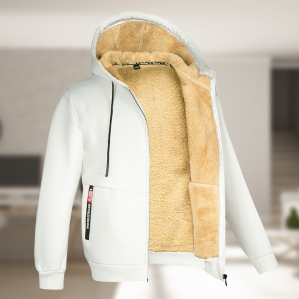 Robert - Herren Winterjacke Lässig Warm Kapuze Fleece weib