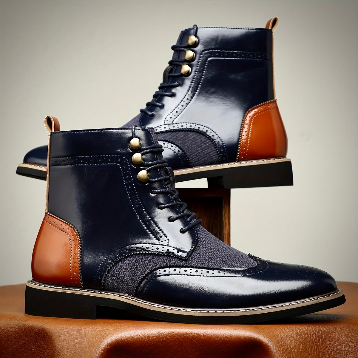 Robert - Premium Oxford Leather Boots for Comfort and Style Tiefblau