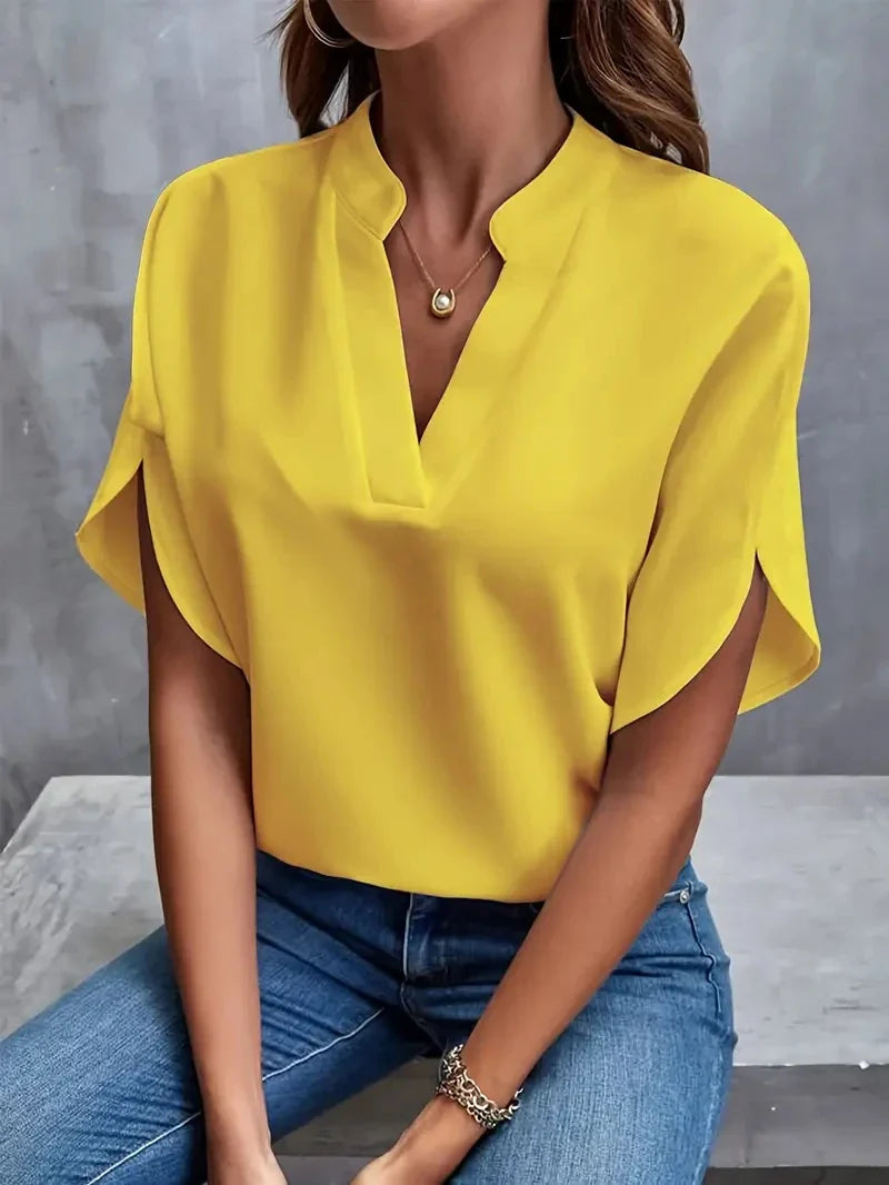 Roberta- Luxuriöse Frauen Elegante Chiffonbluse Gelb