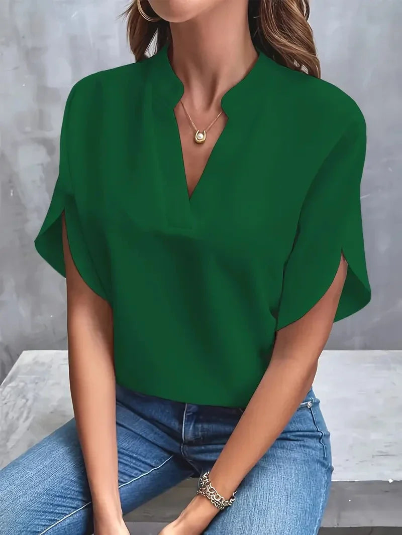 Roberta- Luxuriöse Frauen Elegante Chiffonbluse Grün