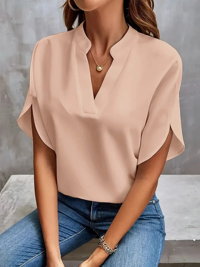Roberta- Luxuriöse Frauen Elegante Chiffonbluse Rosa