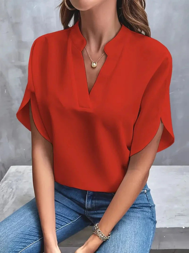 Roberta- Luxuriöse Frauen Elegante Chiffonbluse Rot