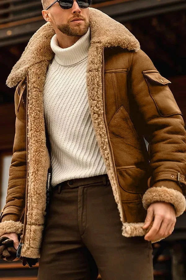 Robin - Herren Lederjacke Flying Vintage Stylisch Braun