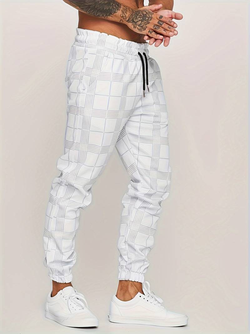 Rocco - Karierte Sweatpants Für Herren WeiB 2