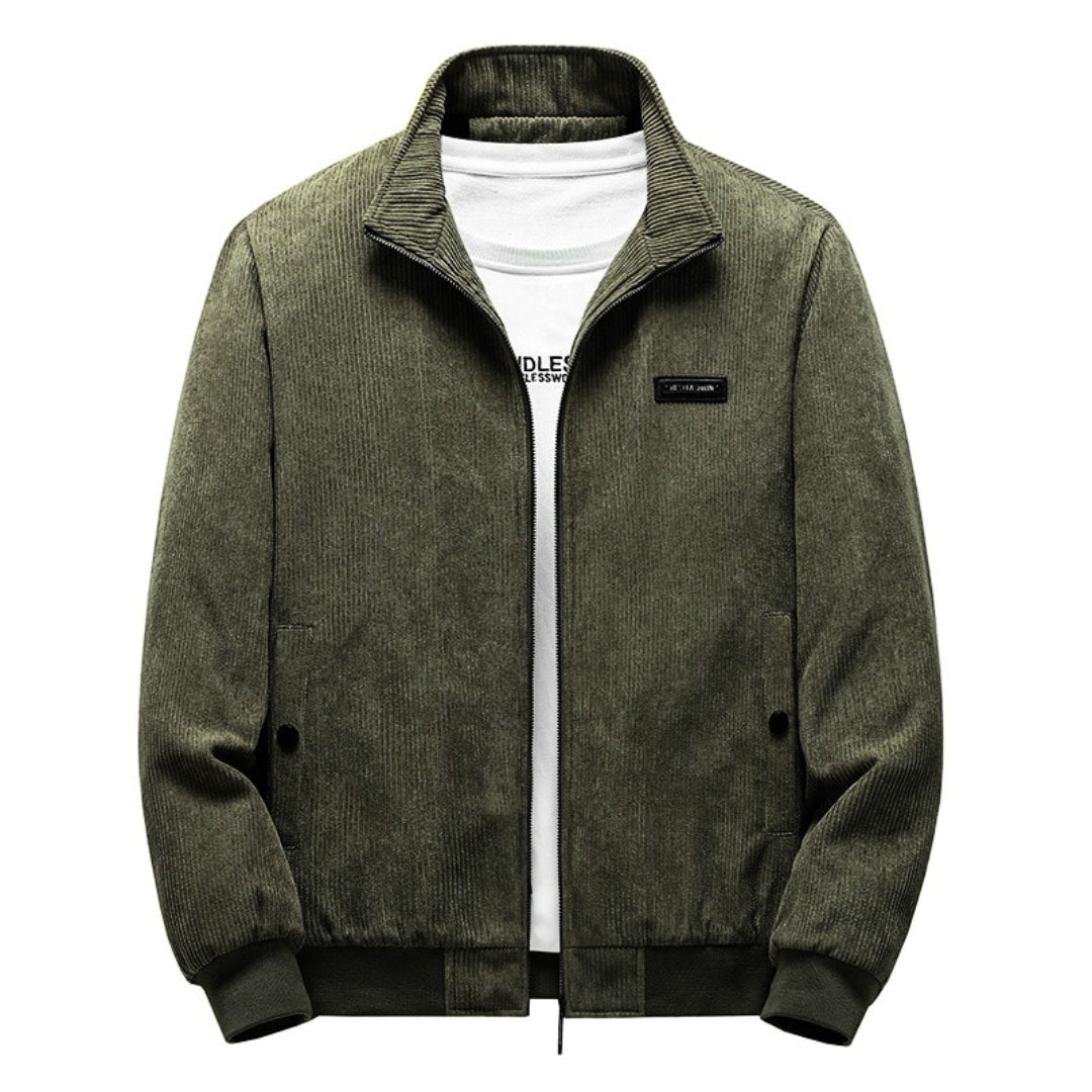 Roger - Retro Cordjacke mit kuscheligem Sherpa-Futter Armeegrün