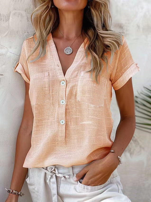 Rosalie- Damen Freizeit Leichte Knopf Bluse Oberteil 1