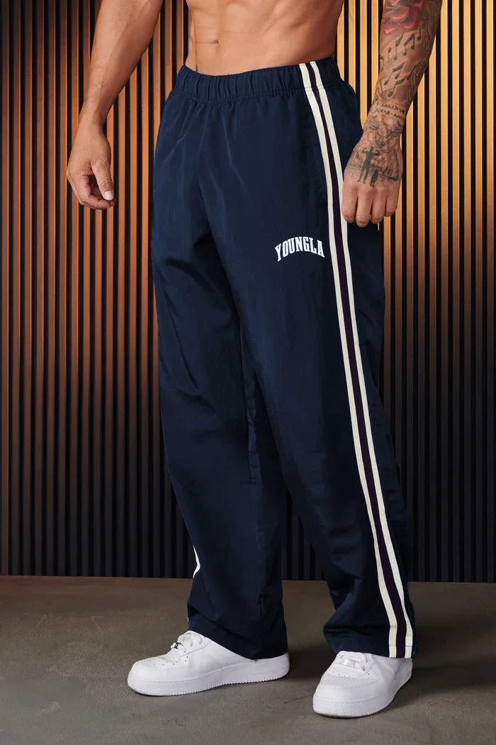 Rubén- Herren Sporthose mit Doppelstreifen Print Marineblau