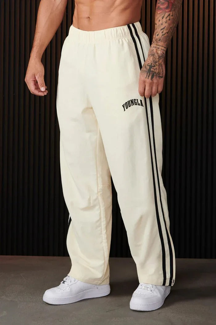 Rubén- Herren Sporthose mit Doppelstreifen Print Weiß