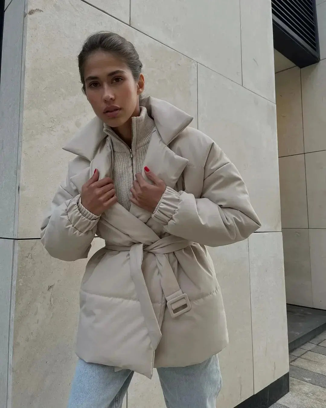 Quirilla - Damen Pufferjacke mit Gürtel