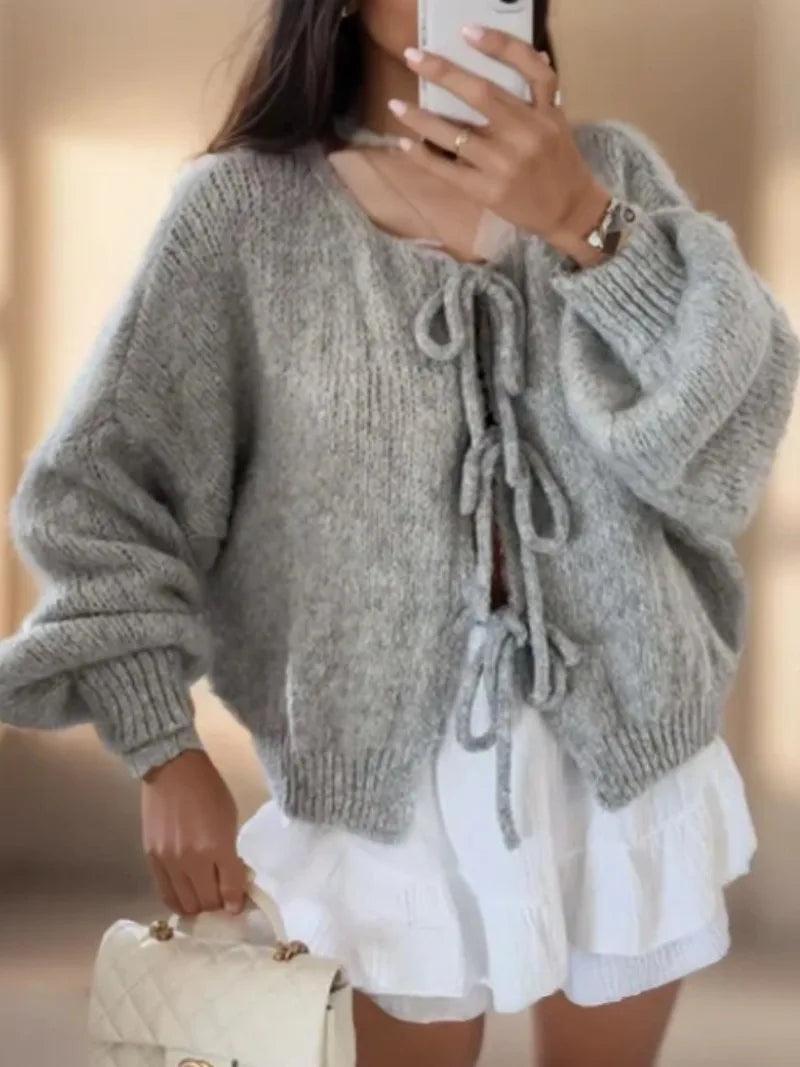 Perdita - Strickcardigan mit Schleifenverschluss
