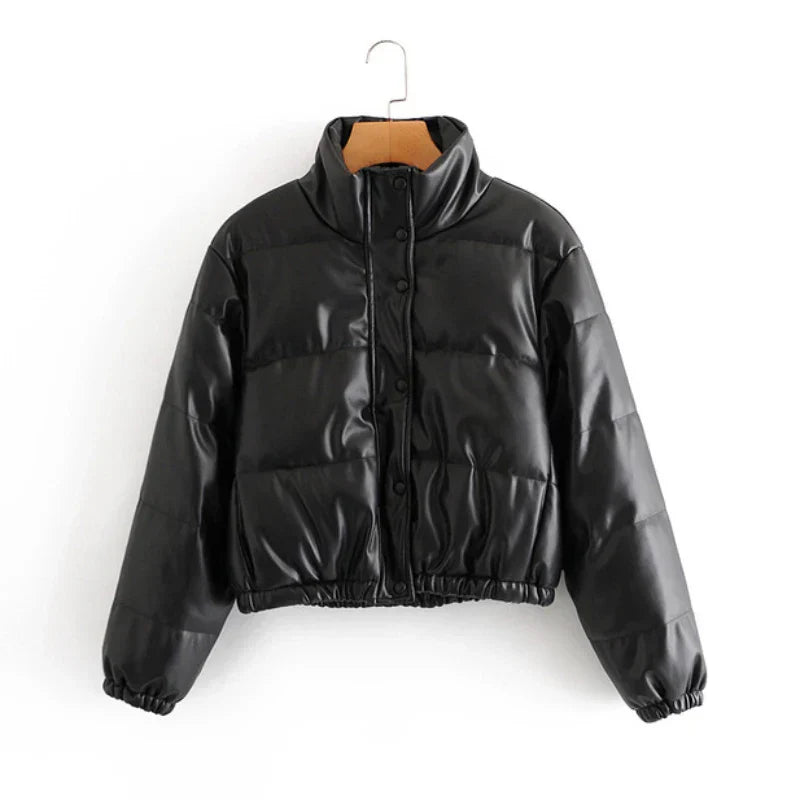 Cyrilla - Kurze Dicke Winterjacke mit Hohem Kragen