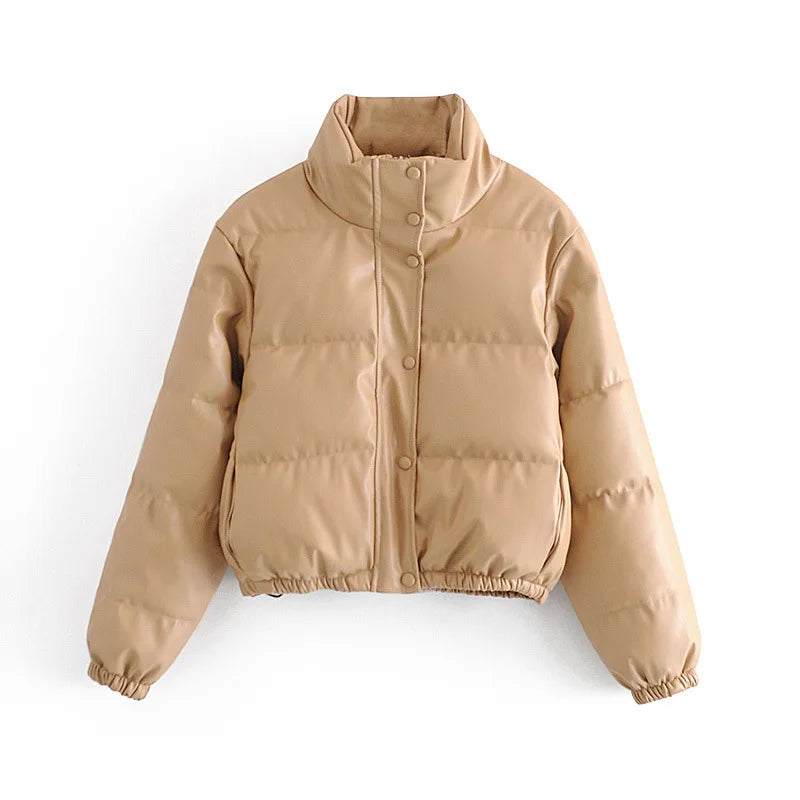 Cyrilla - Kurze Dicke Winterjacke mit Hohem Kragen