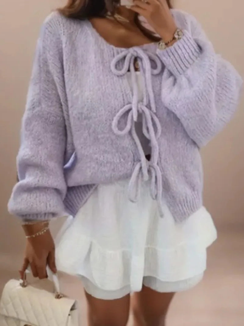 Perdita - Strickcardigan mit Schleifenverschluss