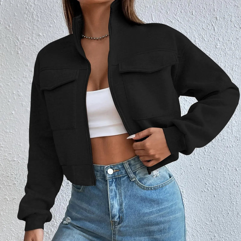 Keshia - Stilvolles Zip-Up Crop-Top