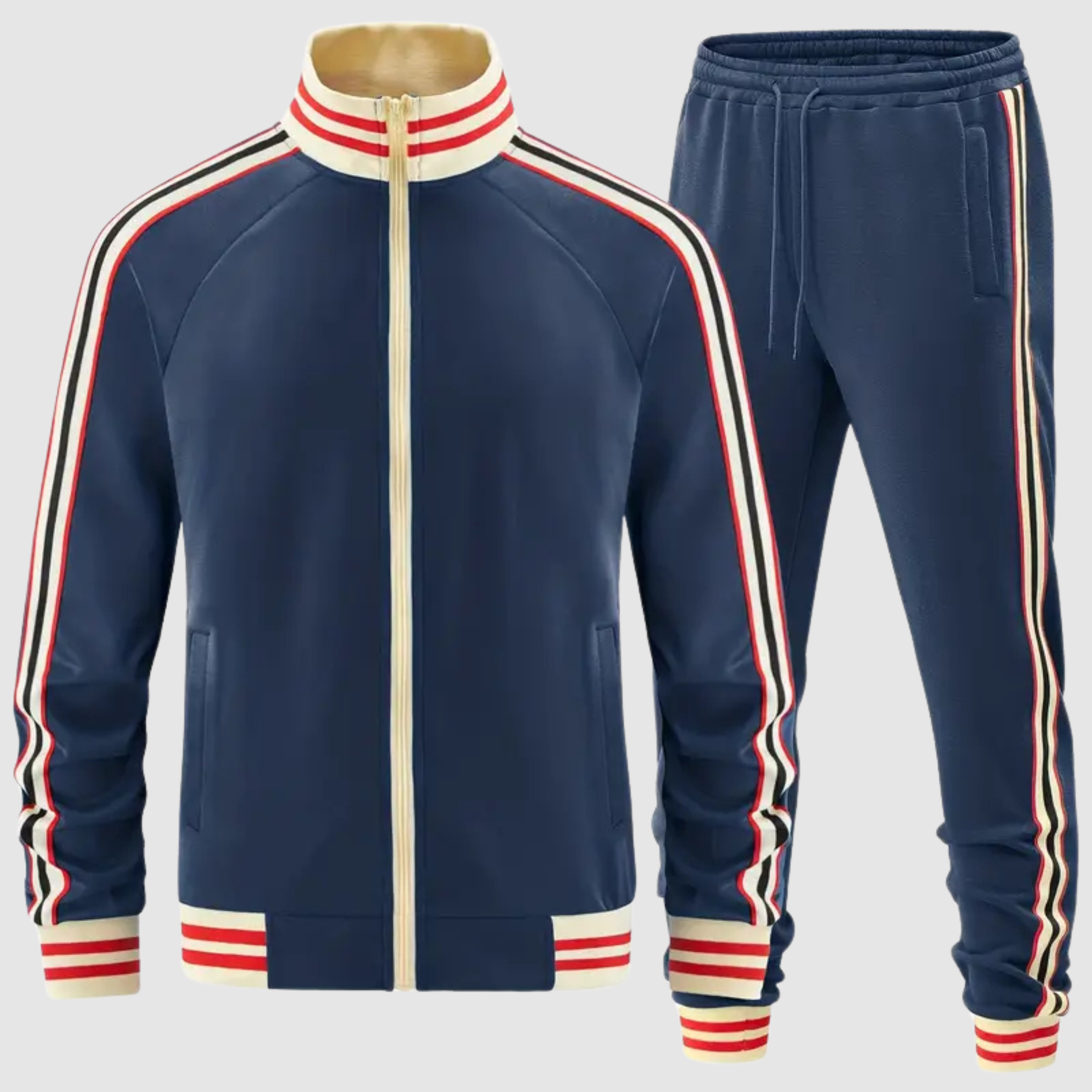 Yves – Trainingsanzug Set Mit Gestreifter Sporthose