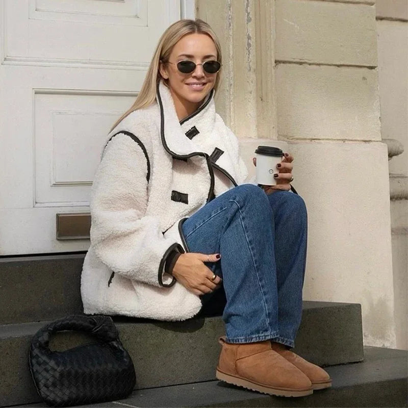 Emmeline - Warmer Langer Damen Wintermantel Mit Stehkragen