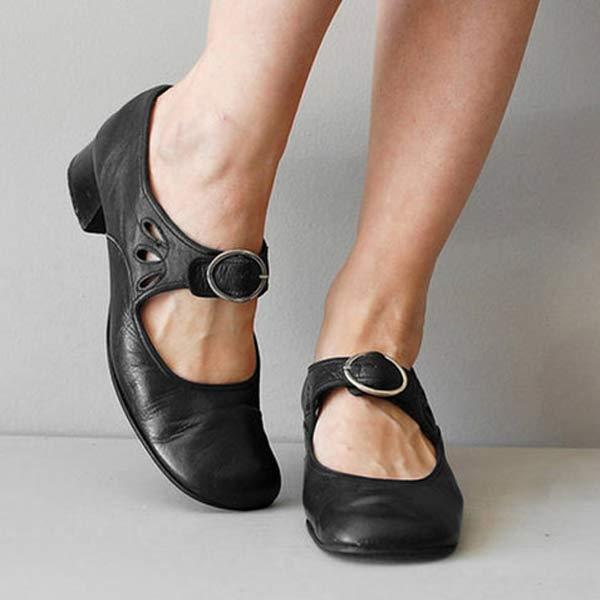 Sabine - Keilsandalen aus leder mit orthopädische schnalle Schwarz