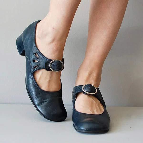 Sabine - Keilsandalen aus leder mit orthopädische schnalle Schwarz 1