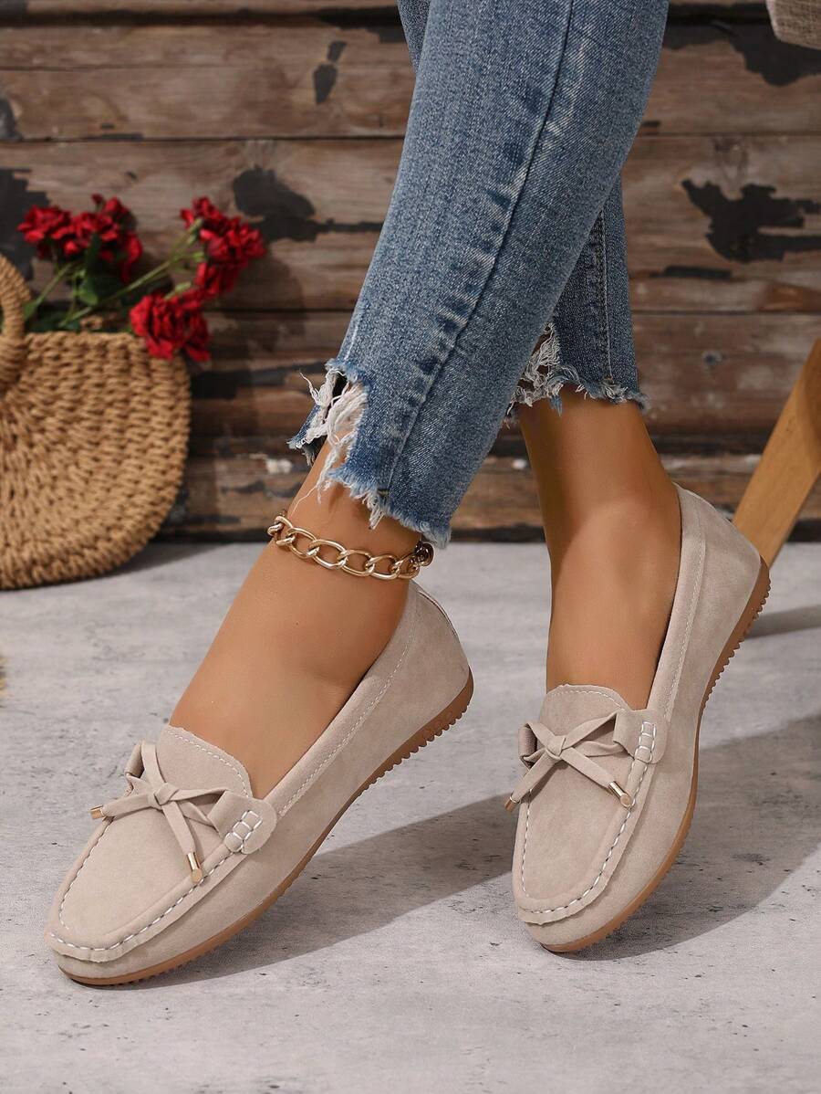 Sabine – Damen Loafer Mit Schleife Veloursleder Flach Komfort 1
