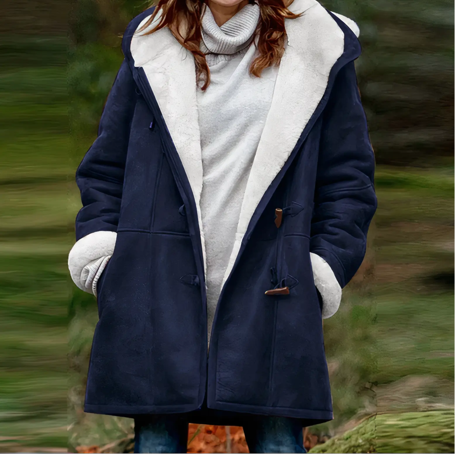 Sabrina - Damen Winterjacke Warm Kuschelig Stylisch Elegant Blau