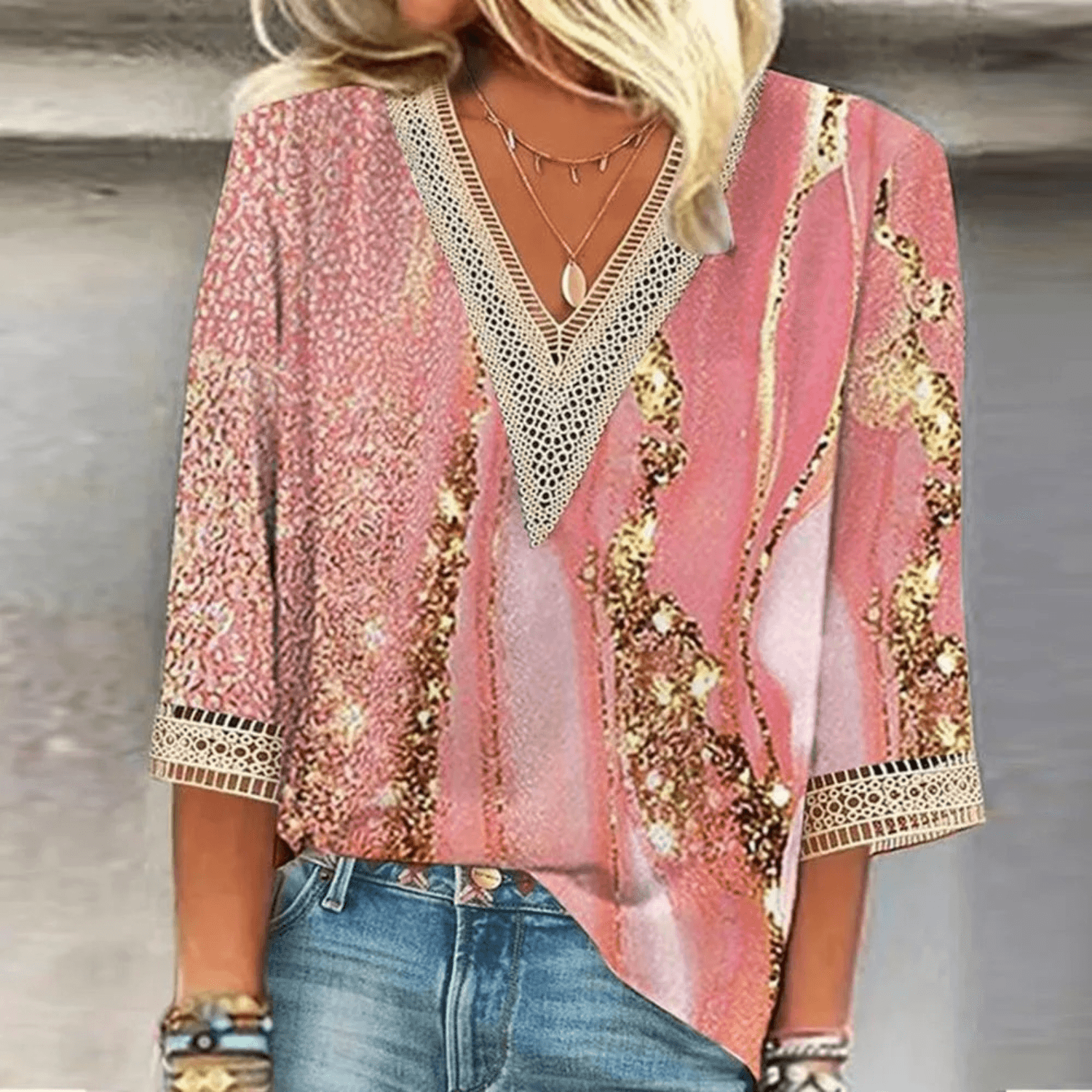 Sandra - Elegante Leichte Seidenbluse Damen Rosa