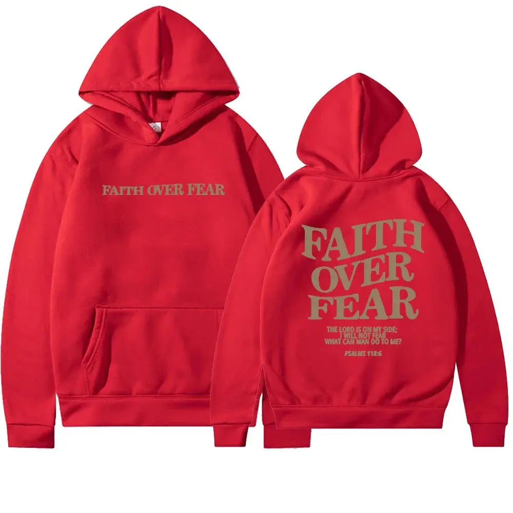 Saskia - Damen Oversize Hoodie Faith Over Fear Rot