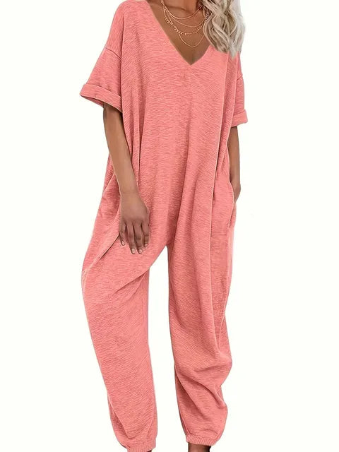 Rosalie - Luftiger Jumpsuit mit V-Ausschnitt und weitem Bein