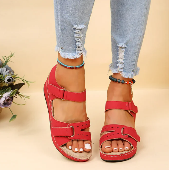 Heidi – Damen Keilsandaletten Bequem Verstellbar Sommer Stil