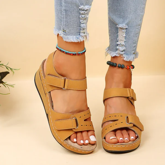 Heidi – Damen Keilsandaletten Bequem Verstellbar Sommer Stil