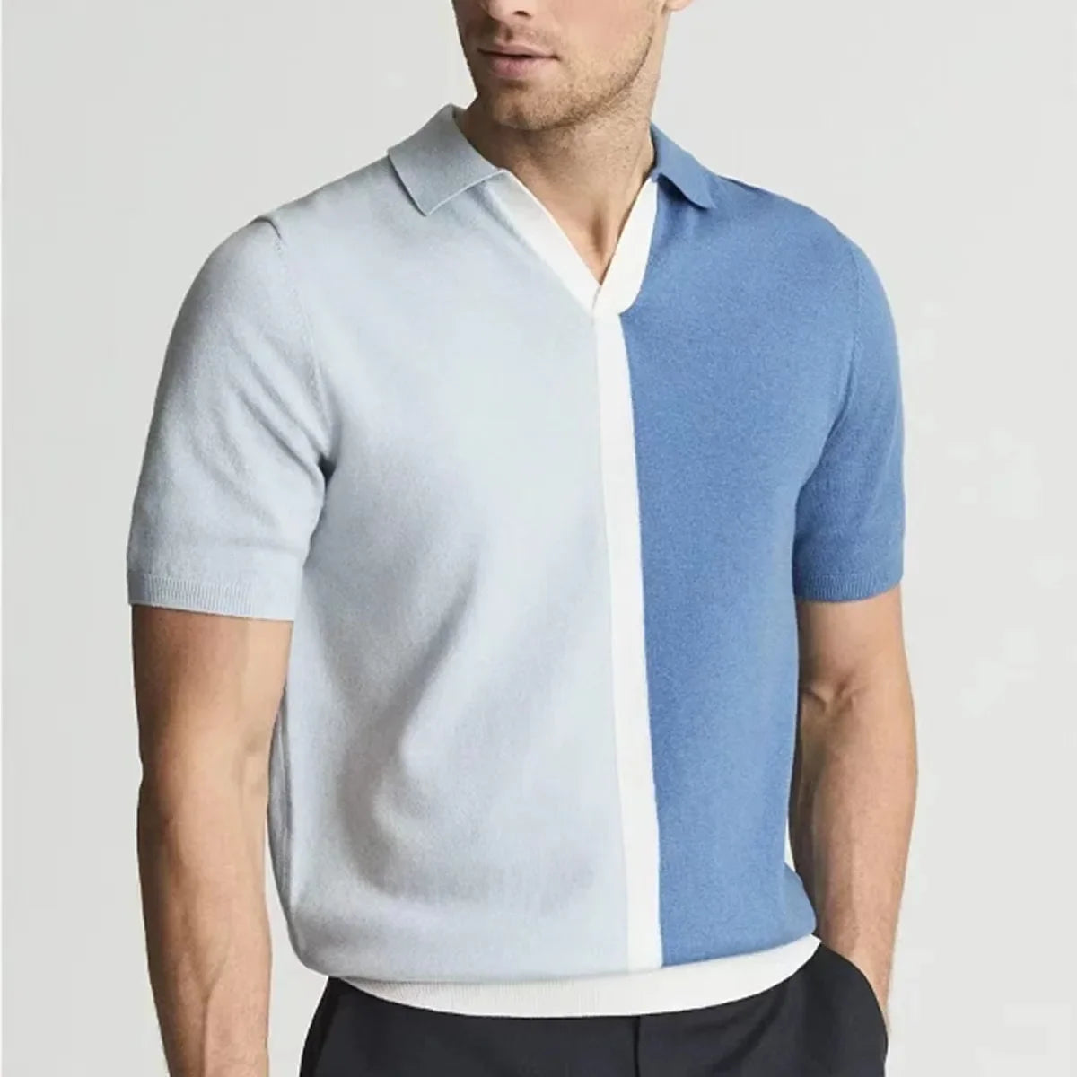 Deved - Dual-Ton Strick-Polo-Shirt