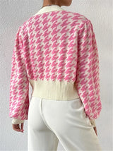 WINTER CHIC - Knitted Houndstooth Blouse