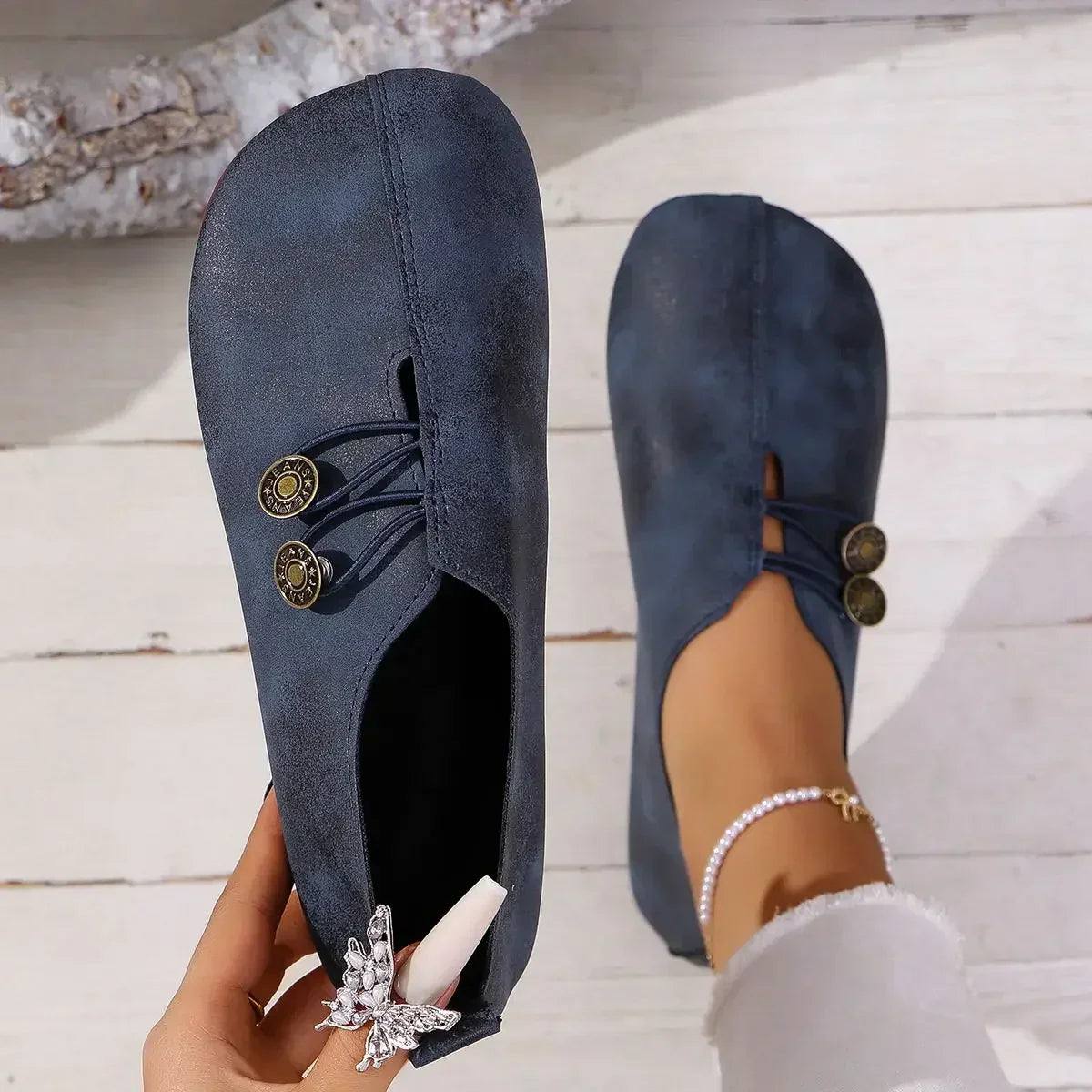 Silke – Wildleder Loafer Marineblau