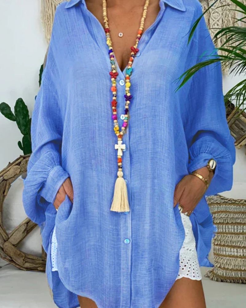 Silvana- hemd für Frauen in Übergröße Blau
